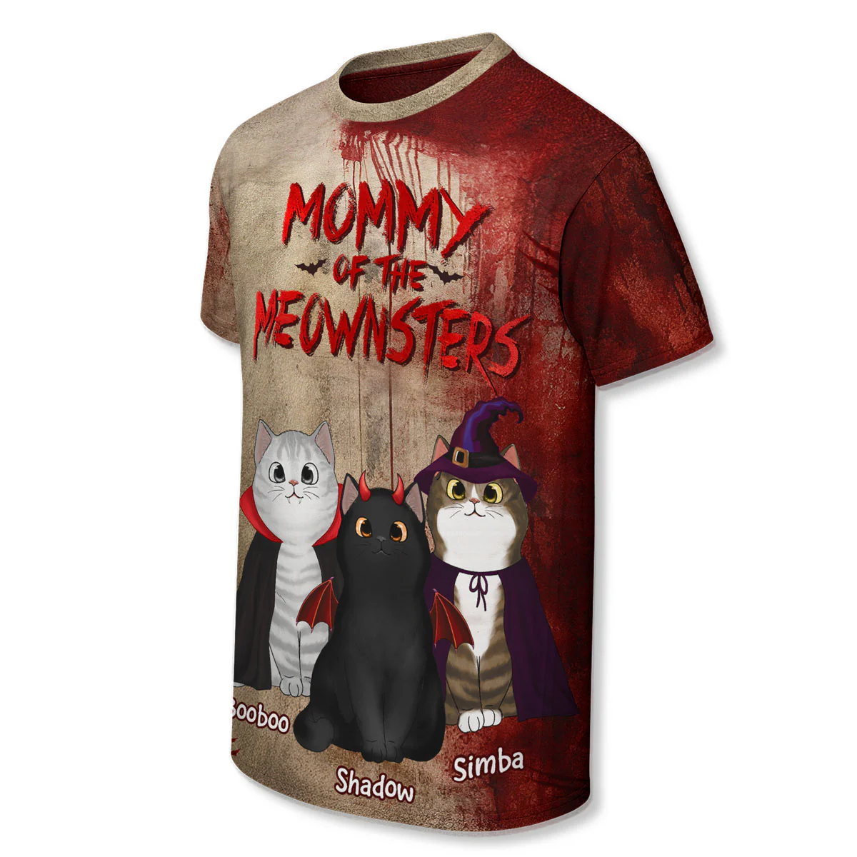 Halloween Horror Theme Cat Mom Cat Dad Of Meownsters Personalized 3D Shirt - Image 7
