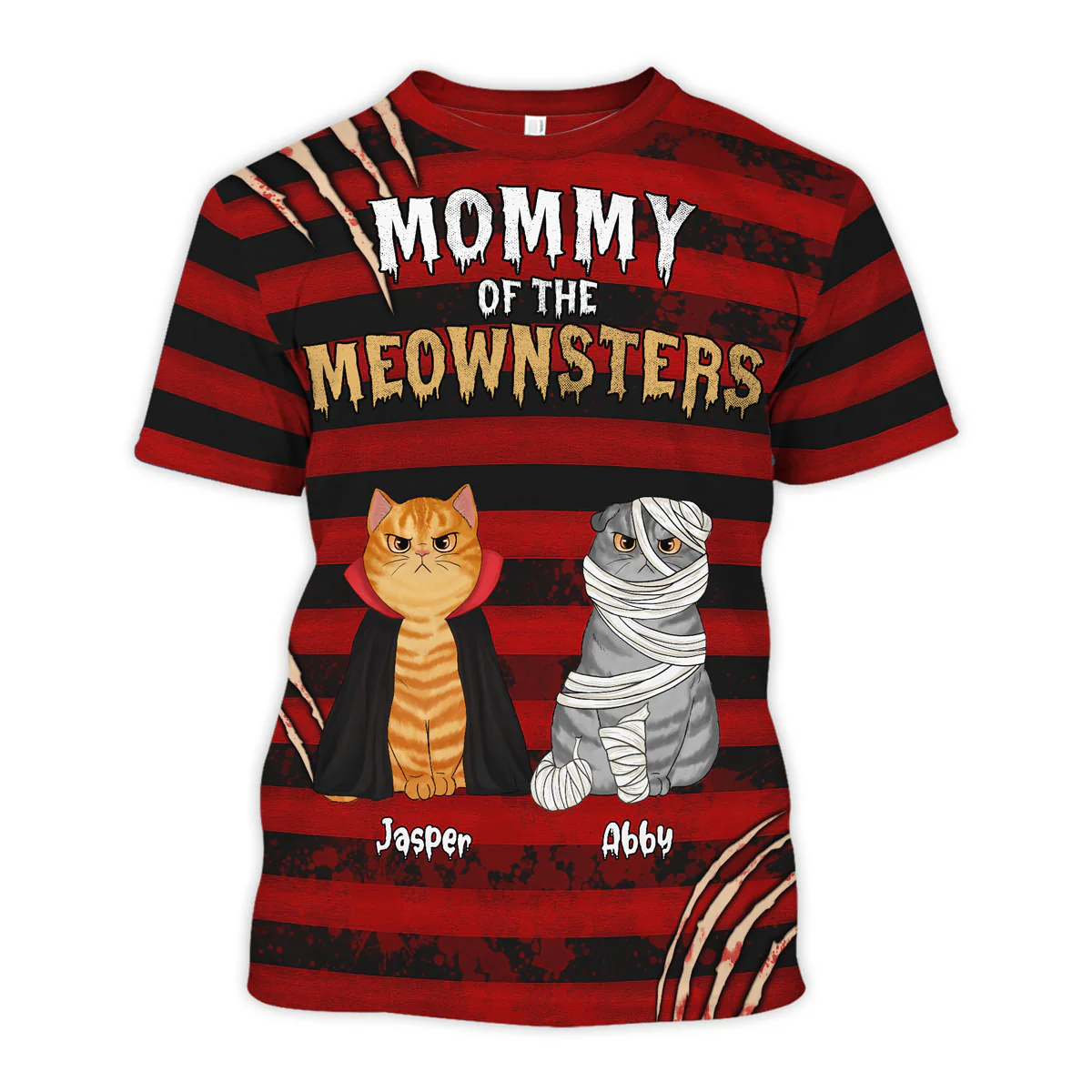 Halloween Horror Theme Cat Mom Cat Dad Personalized 3D Shirt, Halloween Costume For Cat Lovers - Image 4