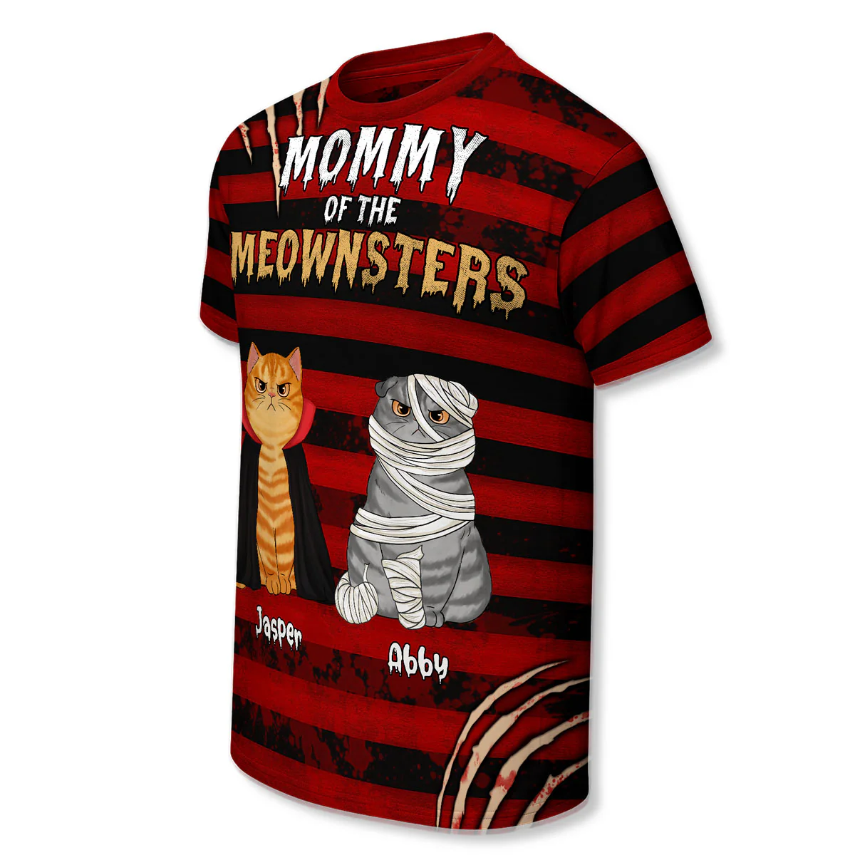 Halloween Horror Theme Cat Mom Cat Dad Personalized 3D Shirt, Halloween Costume For Cat Lovers - Image 6