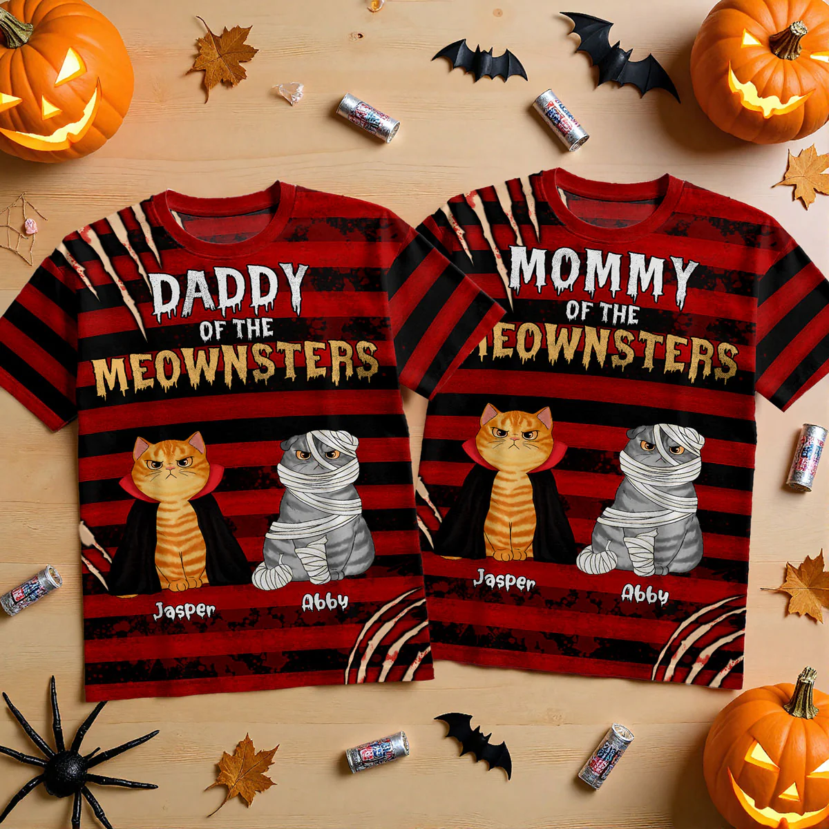 Halloween Horror Theme Cat Mom Cat Dad Personalized 3D Shirt, Halloween Costume For Cat Lovers - Image 9