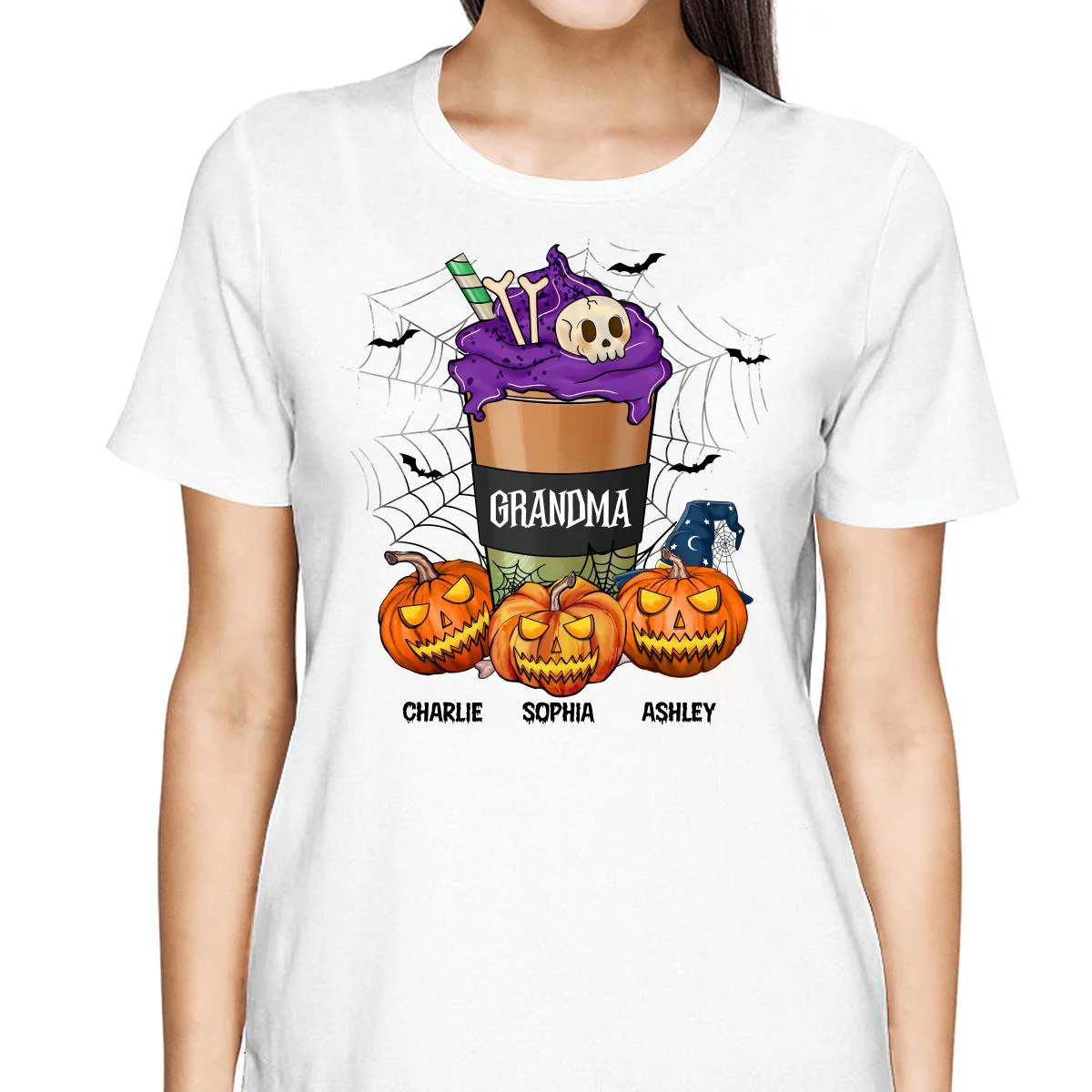 Halloween Latte Grandma Mom Personalized Shirt - Image 2