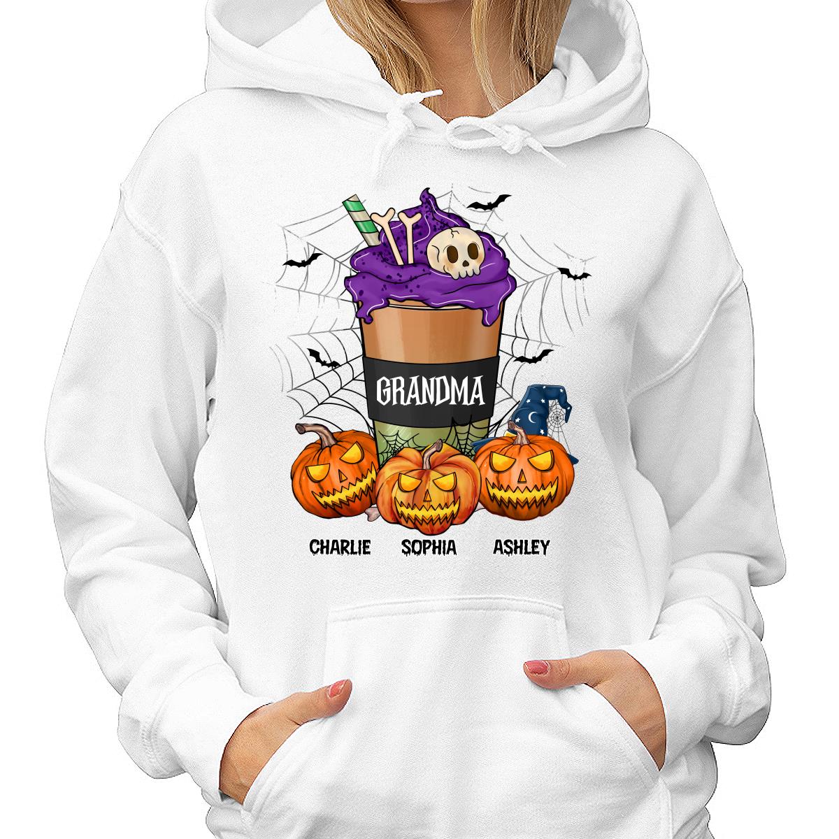 Halloween Latte Grandma Mom Personalized Shirt - Image 4