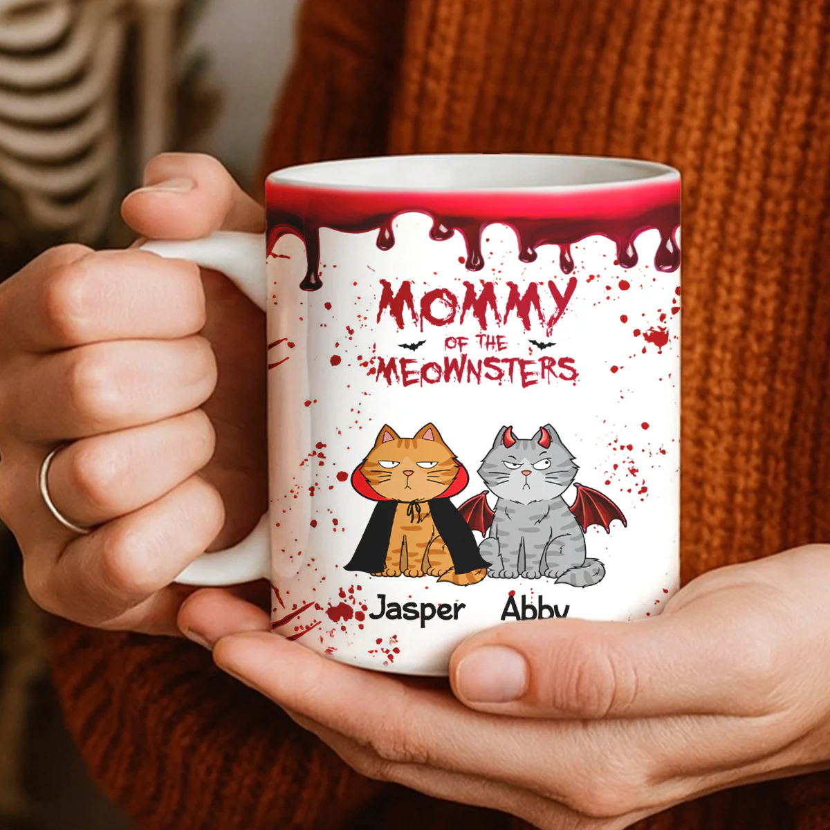 Halloween Mommy Daddy Of The Monsters Cats Personalized Mug - Image 2