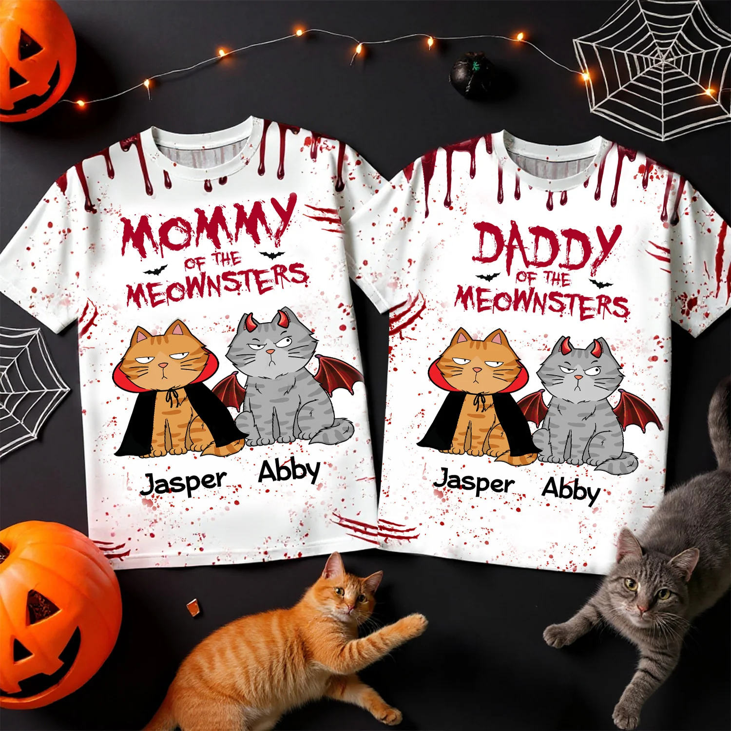 Halloween Mommy Daddy Of The Monsters Cats - Personalized 3D Shirt - Image 10