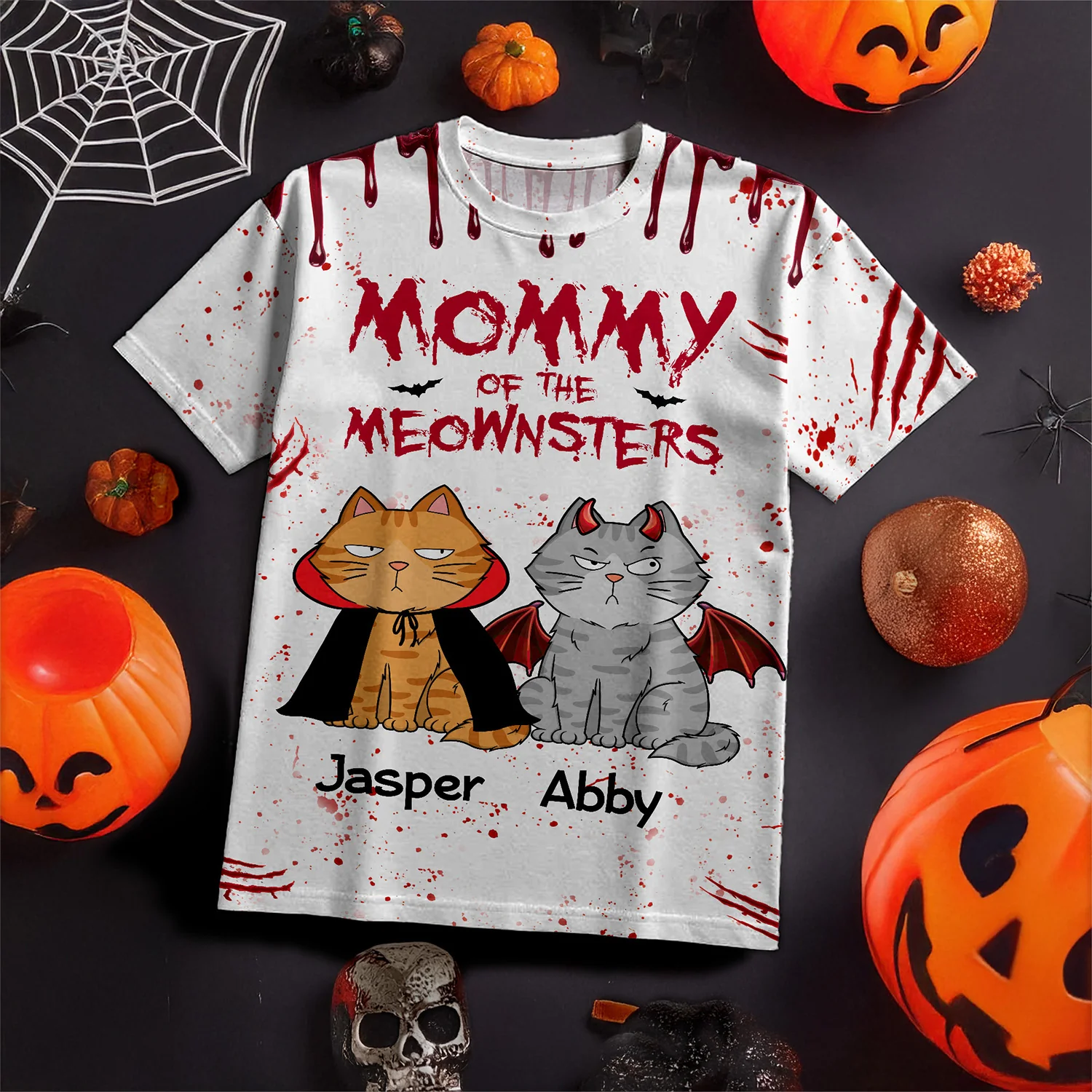 Halloween Mommy Daddy Of The Monsters Cats - Personalized 3D Shirt - Image 7