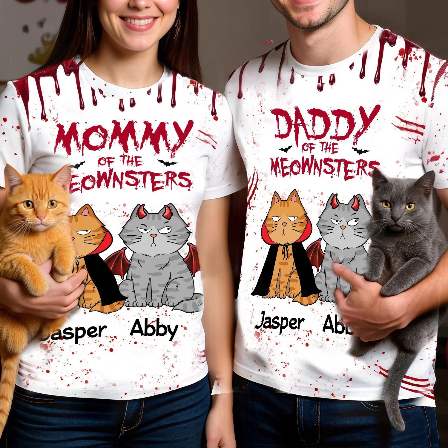 Halloween Mommy Daddy Of The Monsters Cats - Personalized 3D Shirt - Image 8