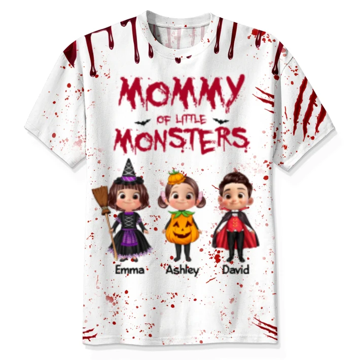 Halloween Mommy Daddy Of The Monsters Cute Kids Personalized 3D Shirt - Image 11