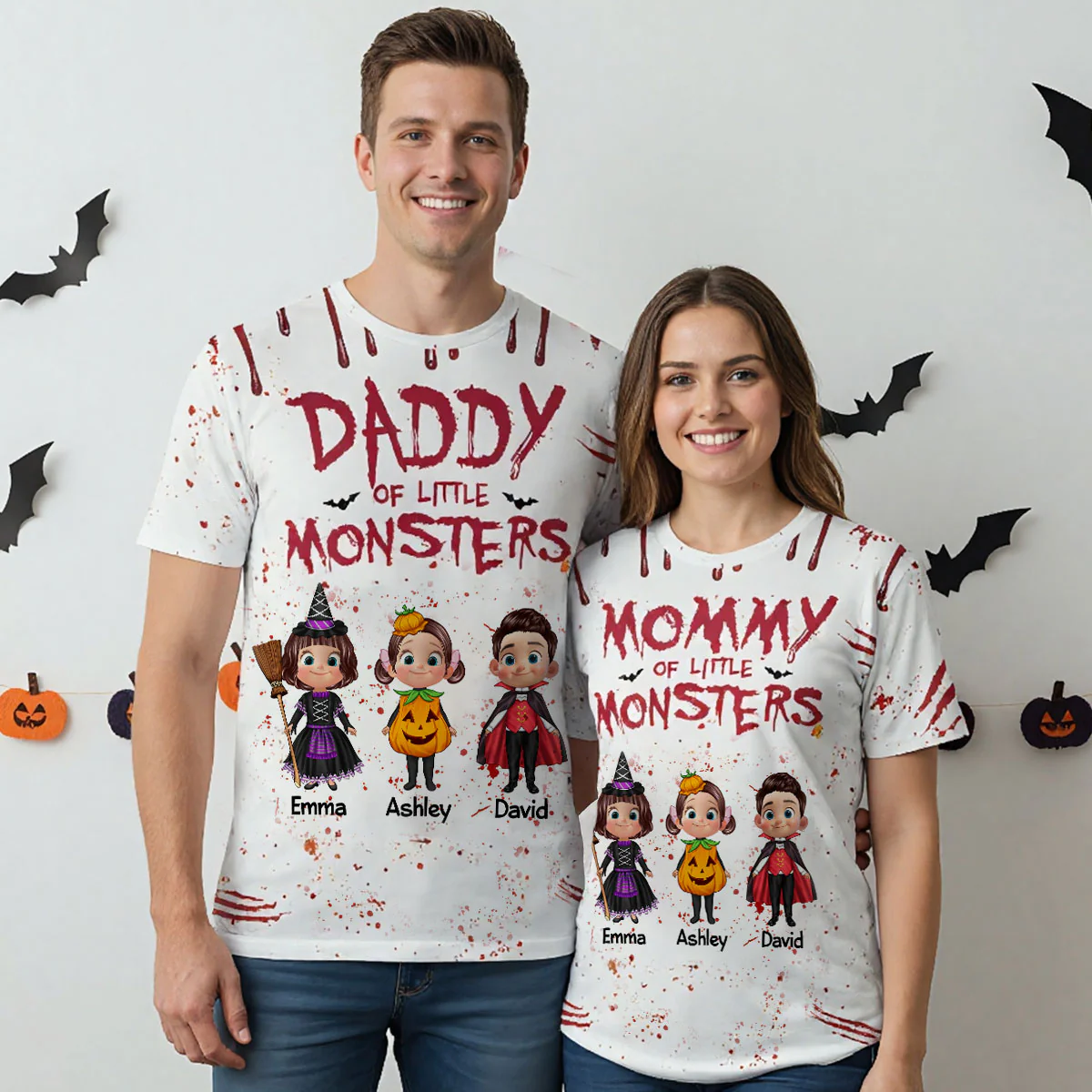 Halloween Mommy Daddy Of The Monsters Cute Kids Personalized 3D Shirt - Image 3