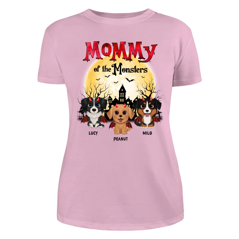 Halloween Mommy Of The Monsters Watercolor Cute Dogs Personalized Shirt - Image 11