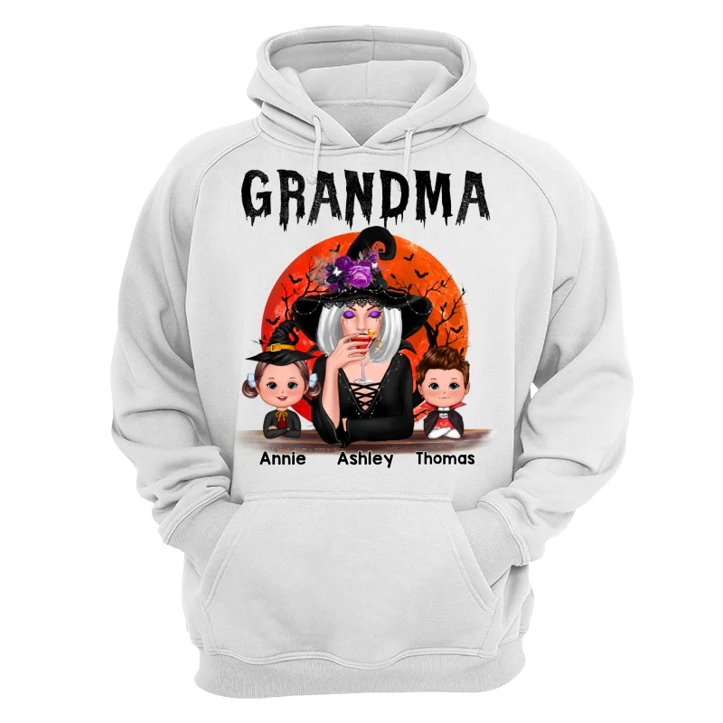 Halloween Moon Grandma Mom Witch With GrandKids Personalized Shirt - Image 13