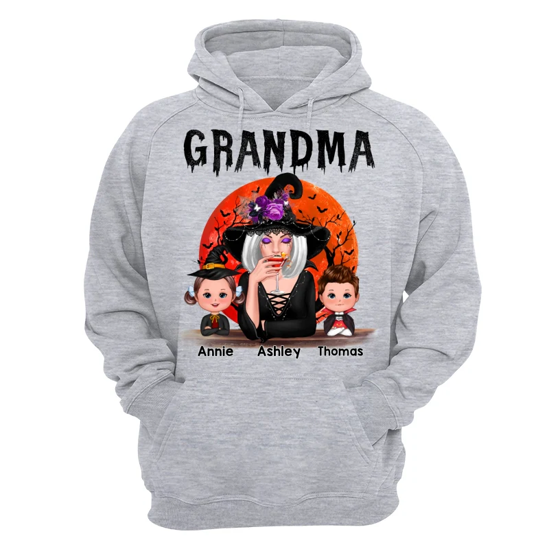 Halloween Moon Grandma Mom Witch With GrandKids Personalized Shirt - Image 14