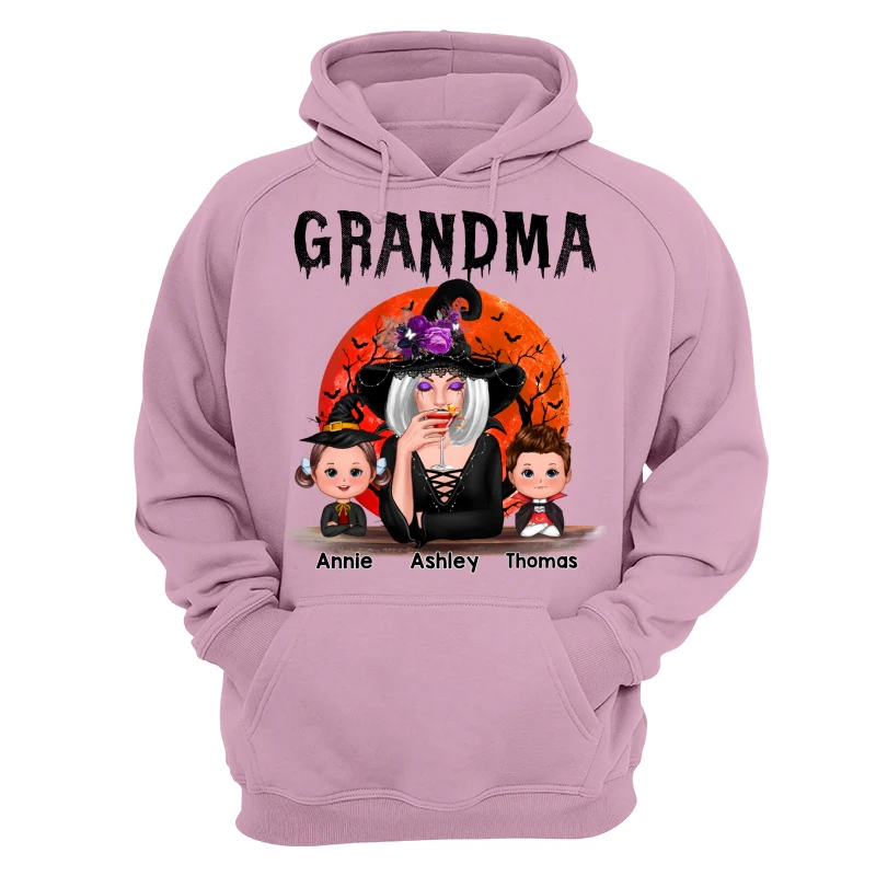 Halloween Moon Grandma Mom Witch With GrandKids Personalized Shirt - Image 15
