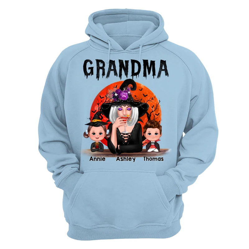 Halloween Moon Grandma Mom Witch With GrandKids Personalized Shirt - Image 16