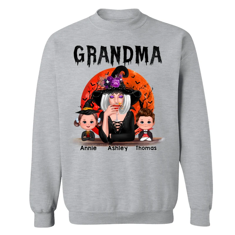 Halloween Moon Grandma Mom Witch With GrandKids Personalized Shirt - Image 18