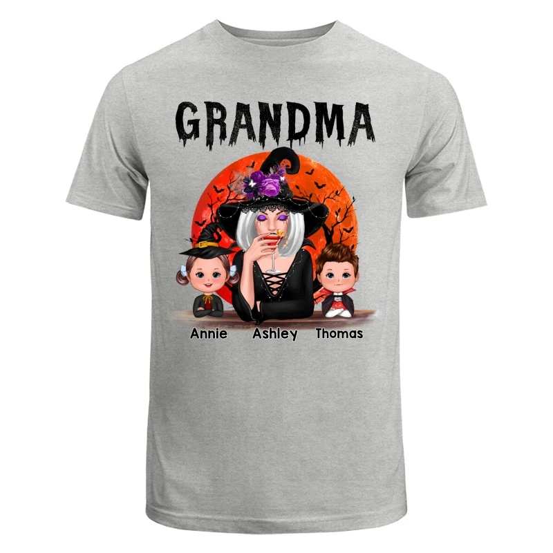Halloween Moon Grandma Mom Witch With GrandKids Personalized Shirt - Image 6