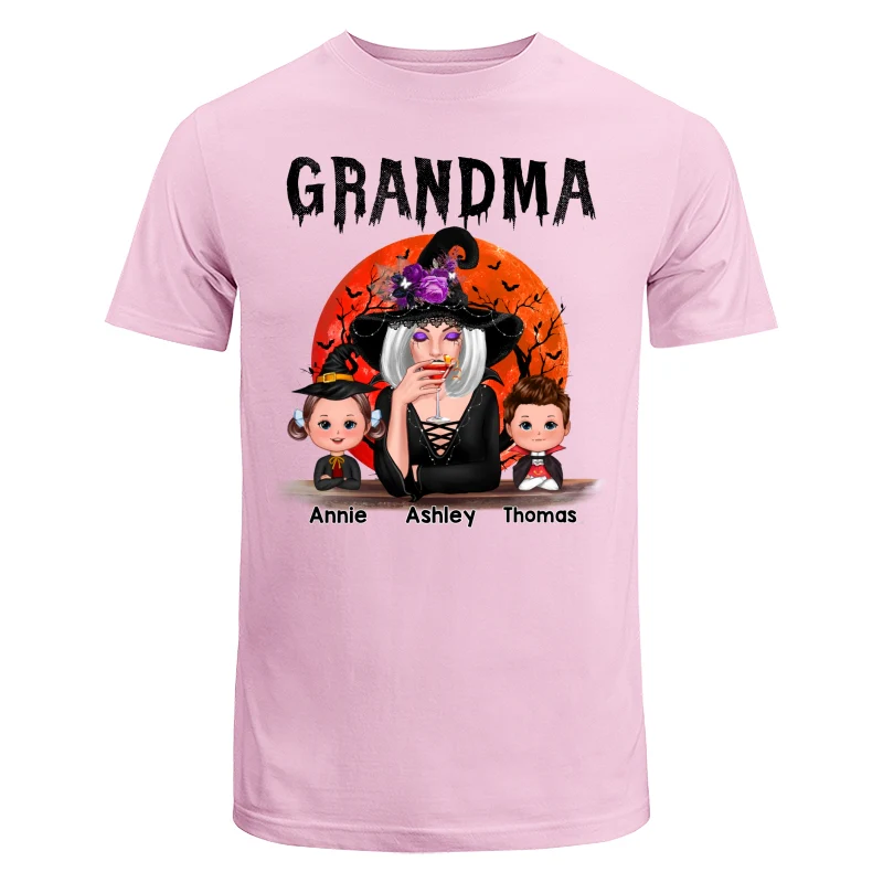 Halloween Moon Grandma Mom Witch With GrandKids Personalized Shirt - Image 7