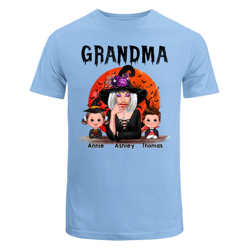 Halloween Moon Grandma Mom Witch With GrandKids Personalized Shirt - Image 8