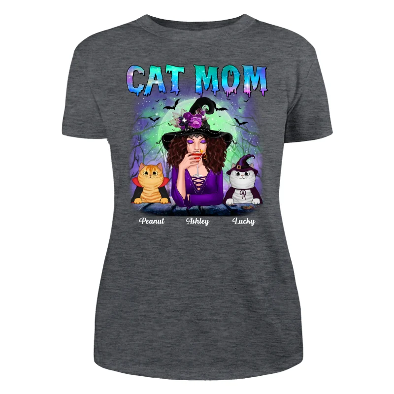 Halloween Neon Green And Purple Cat Mom Witch Personalized Shirt - Image 10