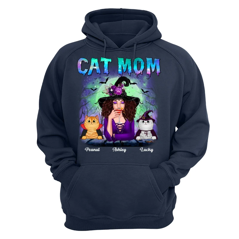 Halloween Neon Green And Purple Cat Mom Witch Personalized Shirt - Image 12