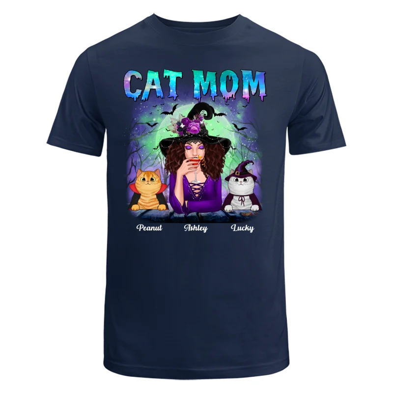 Halloween Neon Green And Purple Cat Mom Witch Personalized Shirt - Image 6