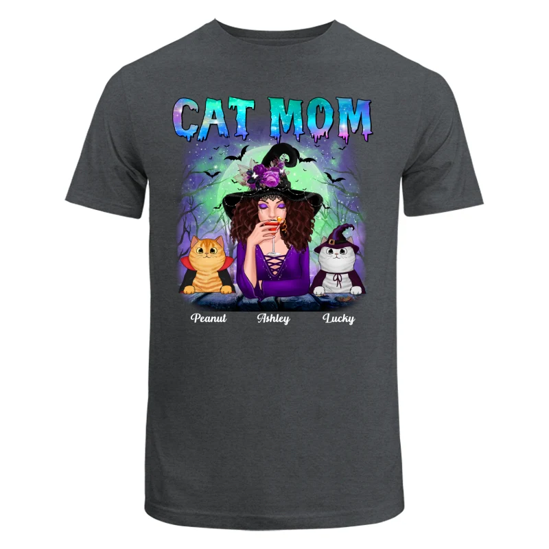 Halloween Neon Green And Purple Cat Mom Witch Personalized Shirt - Image 7