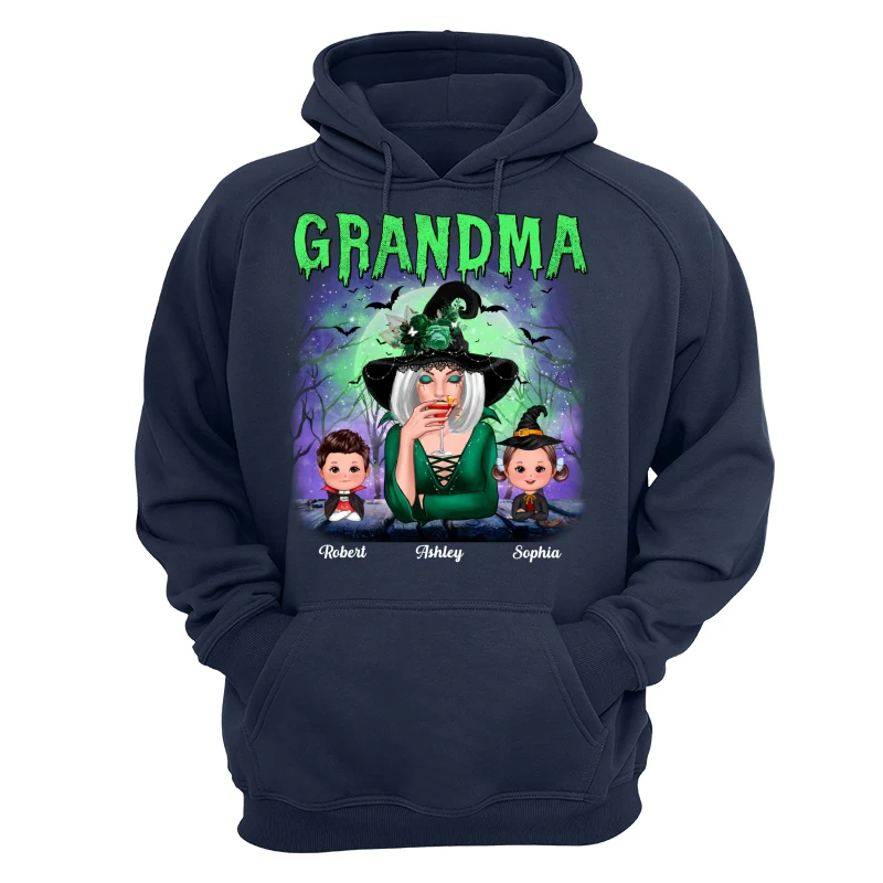 Halloween Neon Green And Purple Grandma With Grandkids Personalized Shirt - Image 12