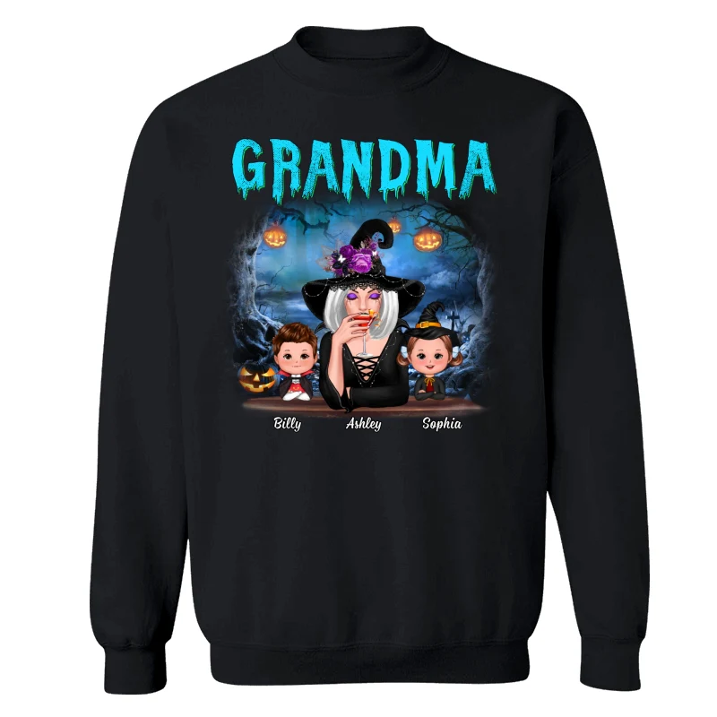 Halloween Night Grandma Witch And Kids Personalized Shirt - Image 16