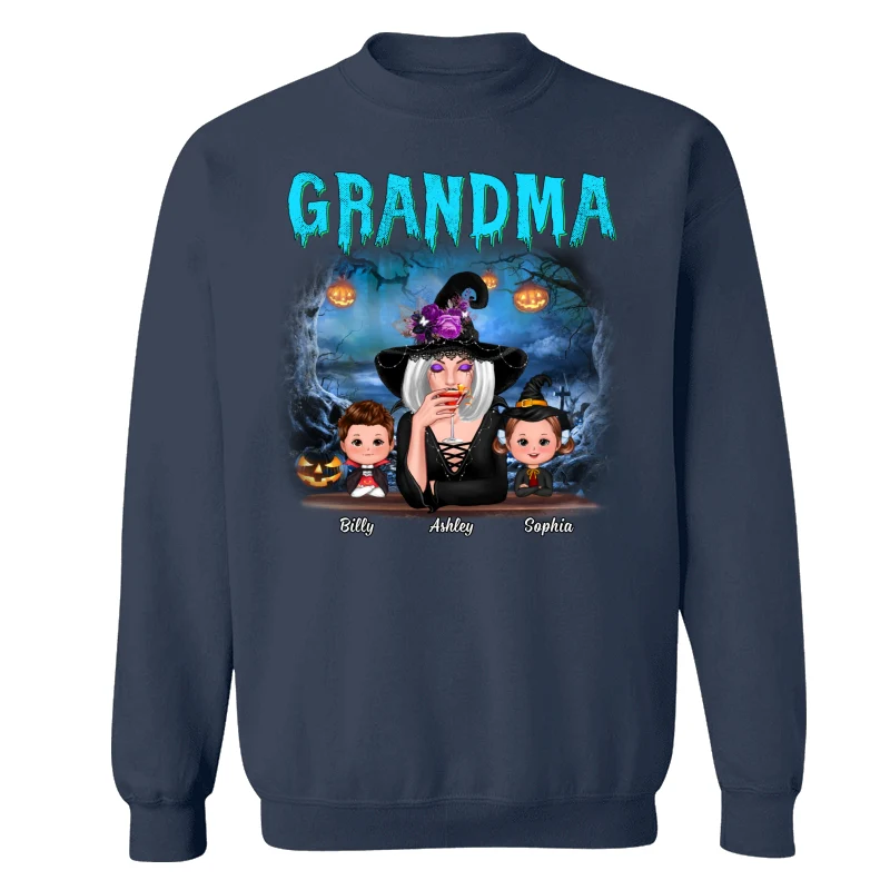 Halloween Night Grandma Witch And Kids Personalized Shirt - Image 17
