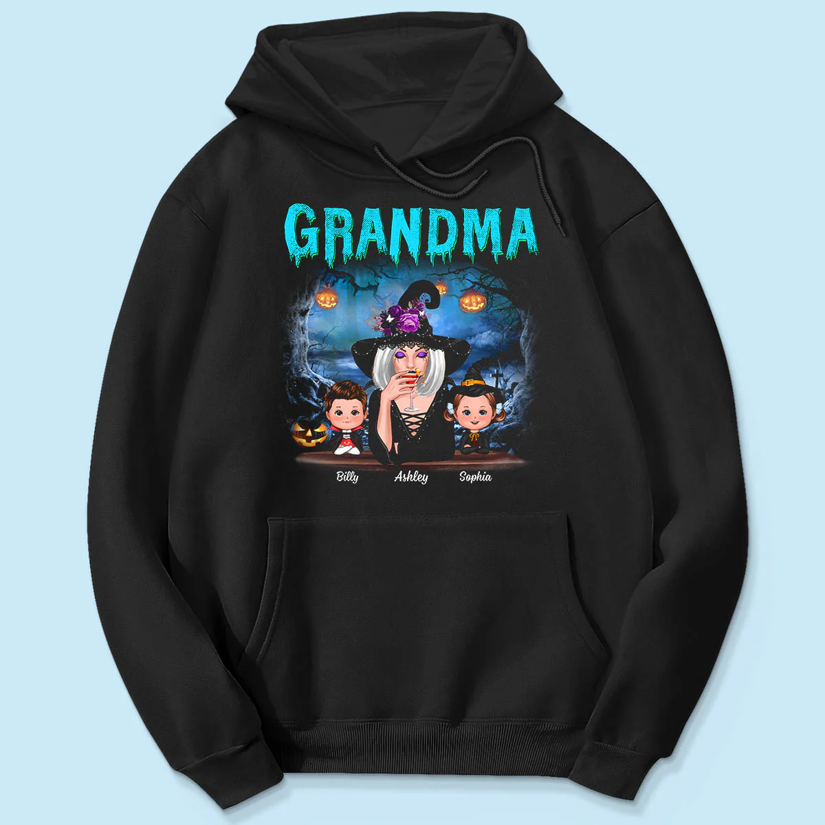 Halloween Night Grandma Witch And Kids Personalized Shirt - Image 5