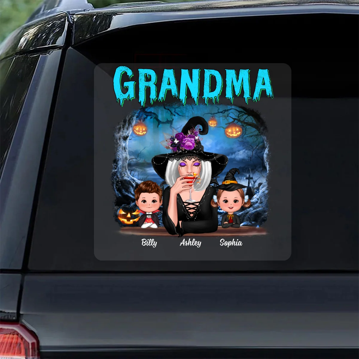 Halloween Night Grandma Witch And Grandkids Personalized Decal, Halloween Decor - Image 10