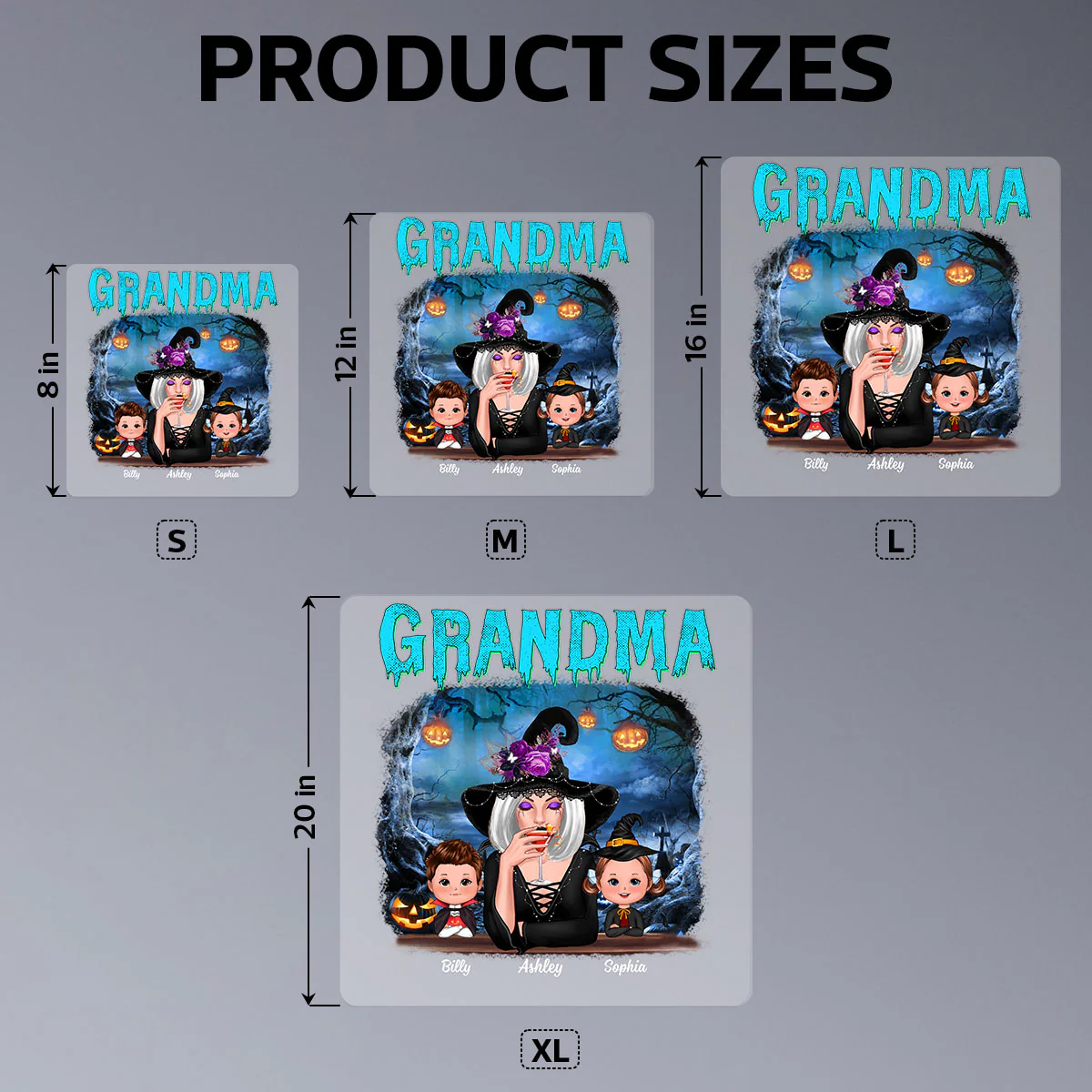 Halloween Night Grandma Witch And Grandkids Personalized Decal, Halloween Decor - Image 7