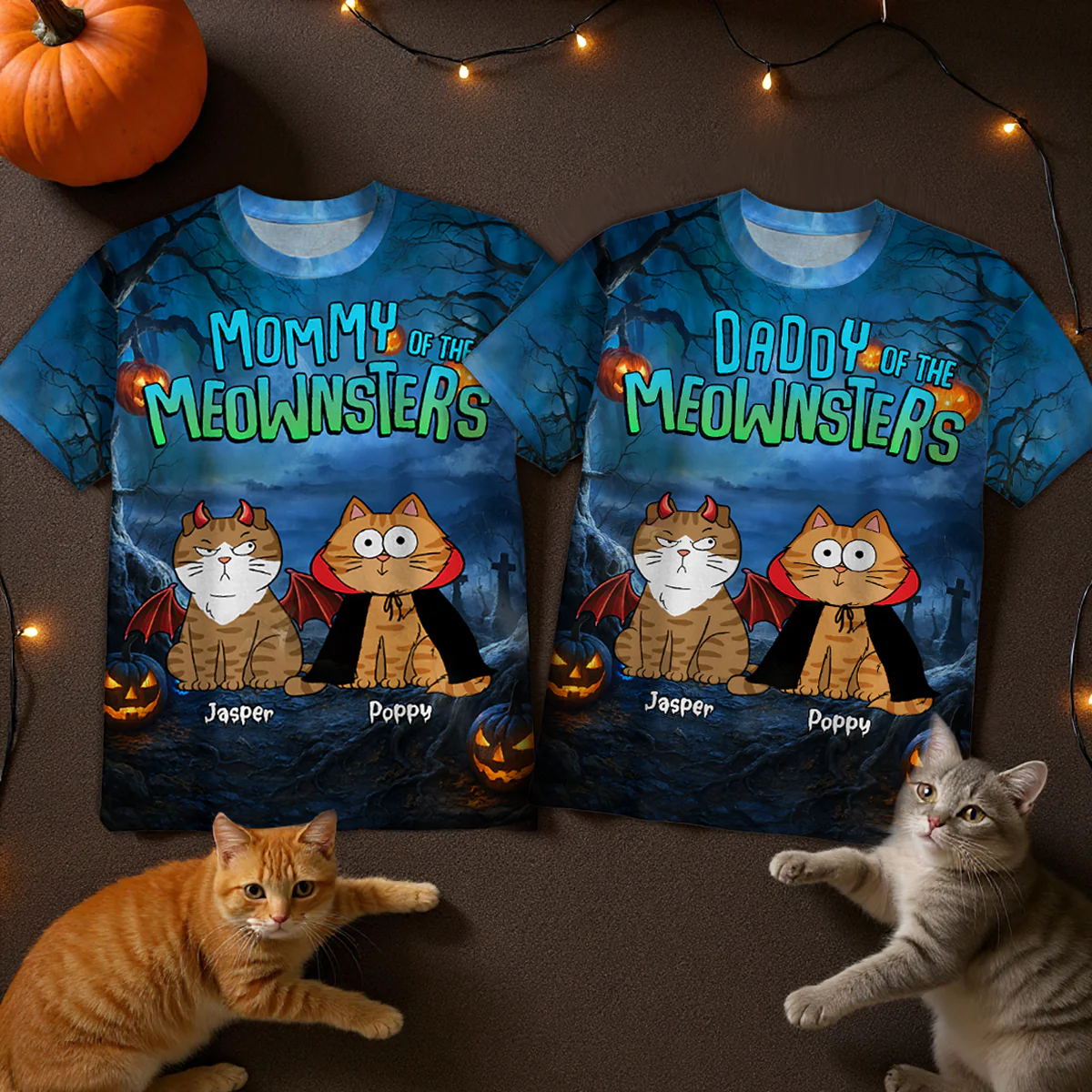 Halloween Night Mommy Daddy Of The Monsters Cats Personalized Shirt, Spooky Halloween Costume For Cat Lovers - Image 10