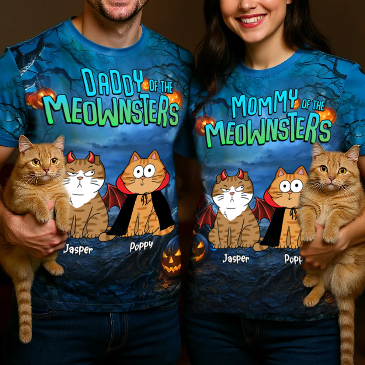 Halloween Night Mommy Daddy Of The Monsters Cats Personalized Shirt, Spooky Halloween Costume For Cat Lovers - Image 5