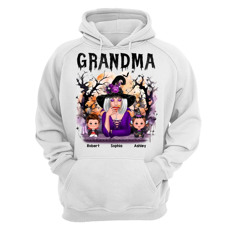 Halloween Orange Purple Dripping Grandma & Grandkids Personalized Shirt - Image 13