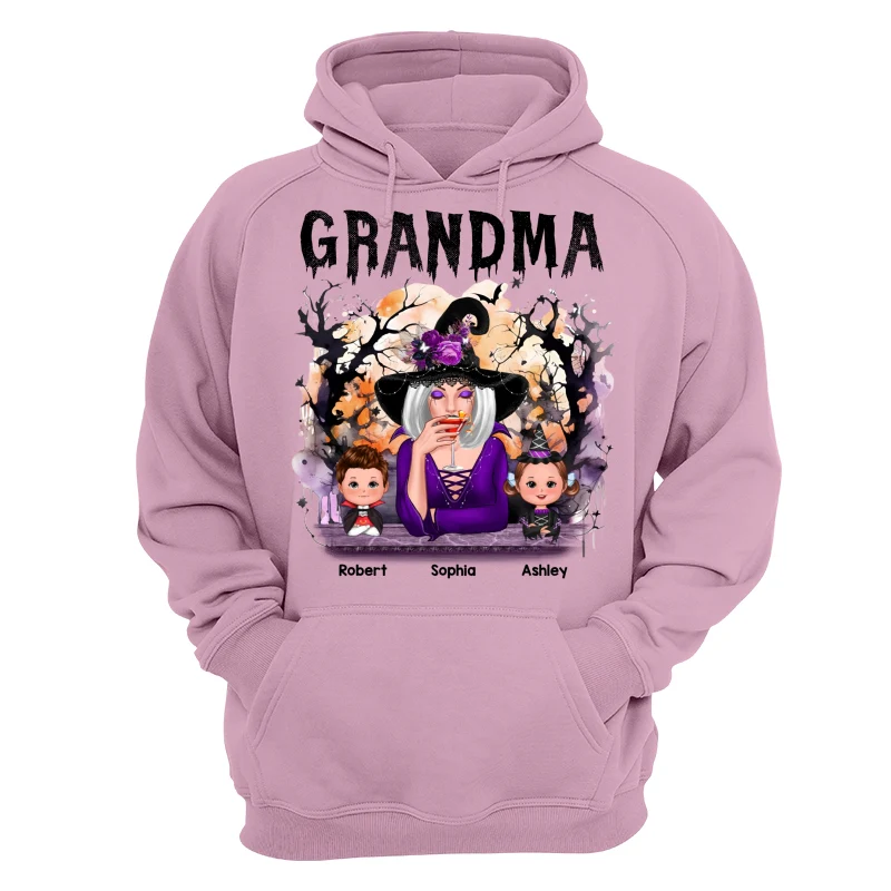 Halloween Orange Purple Dripping Grandma & Grandkids Personalized Shirt - Image 15