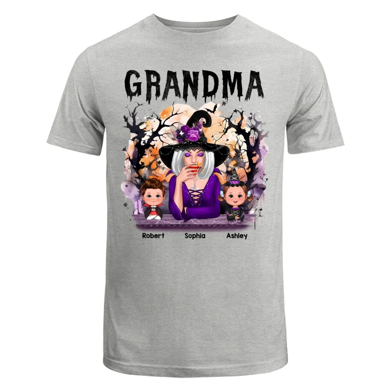 Halloween Orange Purple Dripping Grandma & Grandkids Personalized Shirt - Image 6