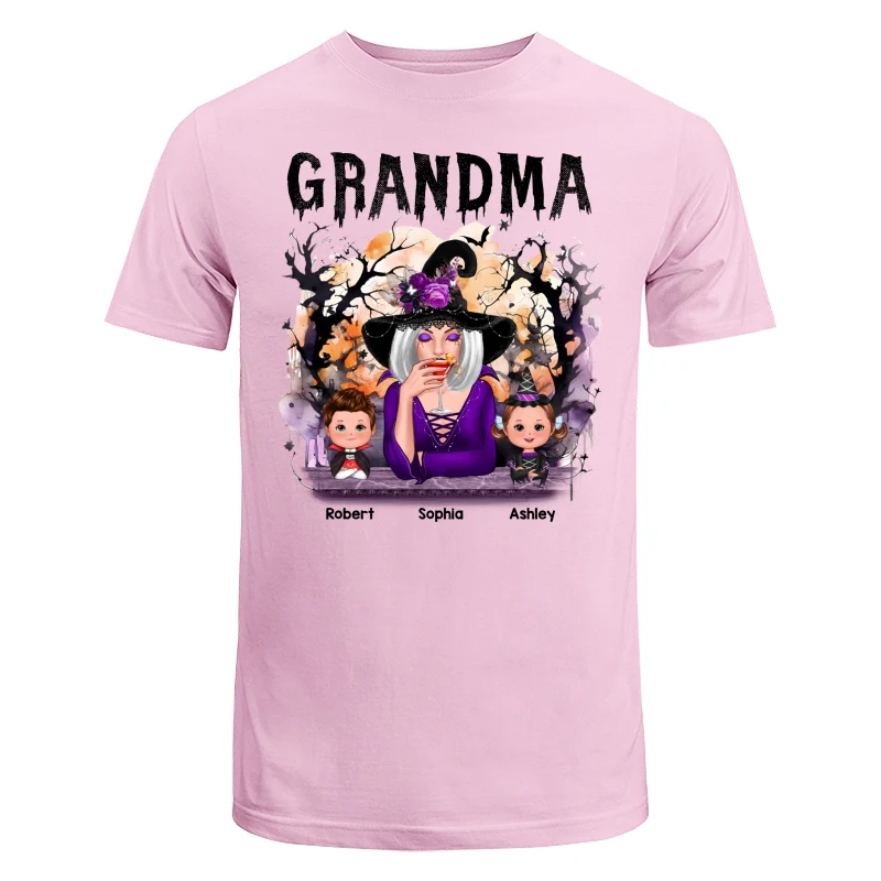 Halloween Orange Purple Dripping Grandma & Grandkids Personalized Shirt - Image 7