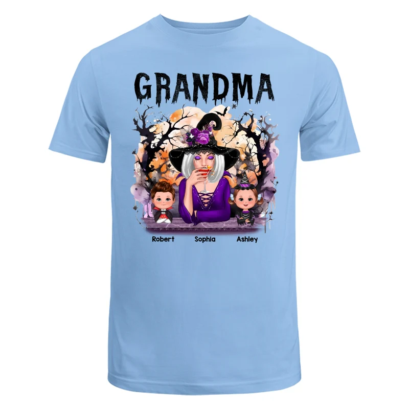 Halloween Orange Purple Dripping Grandma & Grandkids Personalized Shirt - Image 8