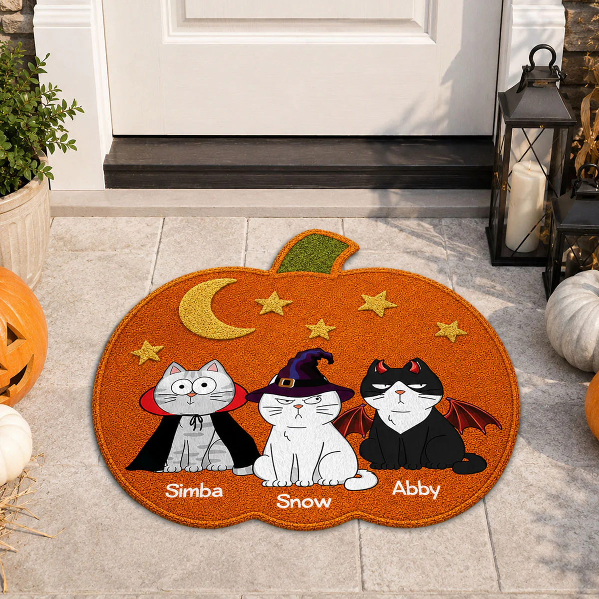 Halloween Pumpkin Cats Welcome - Personalized Doormat - Halloween Gift For Cat Lovers, Halloween Decoration - Image 2