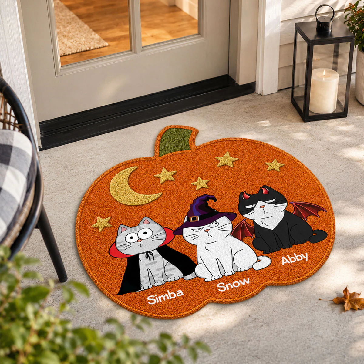 Halloween Pumpkin Cats Welcome - Personalized Doormat - Halloween Gift For Cat Lovers, Halloween Decoration - Image 3