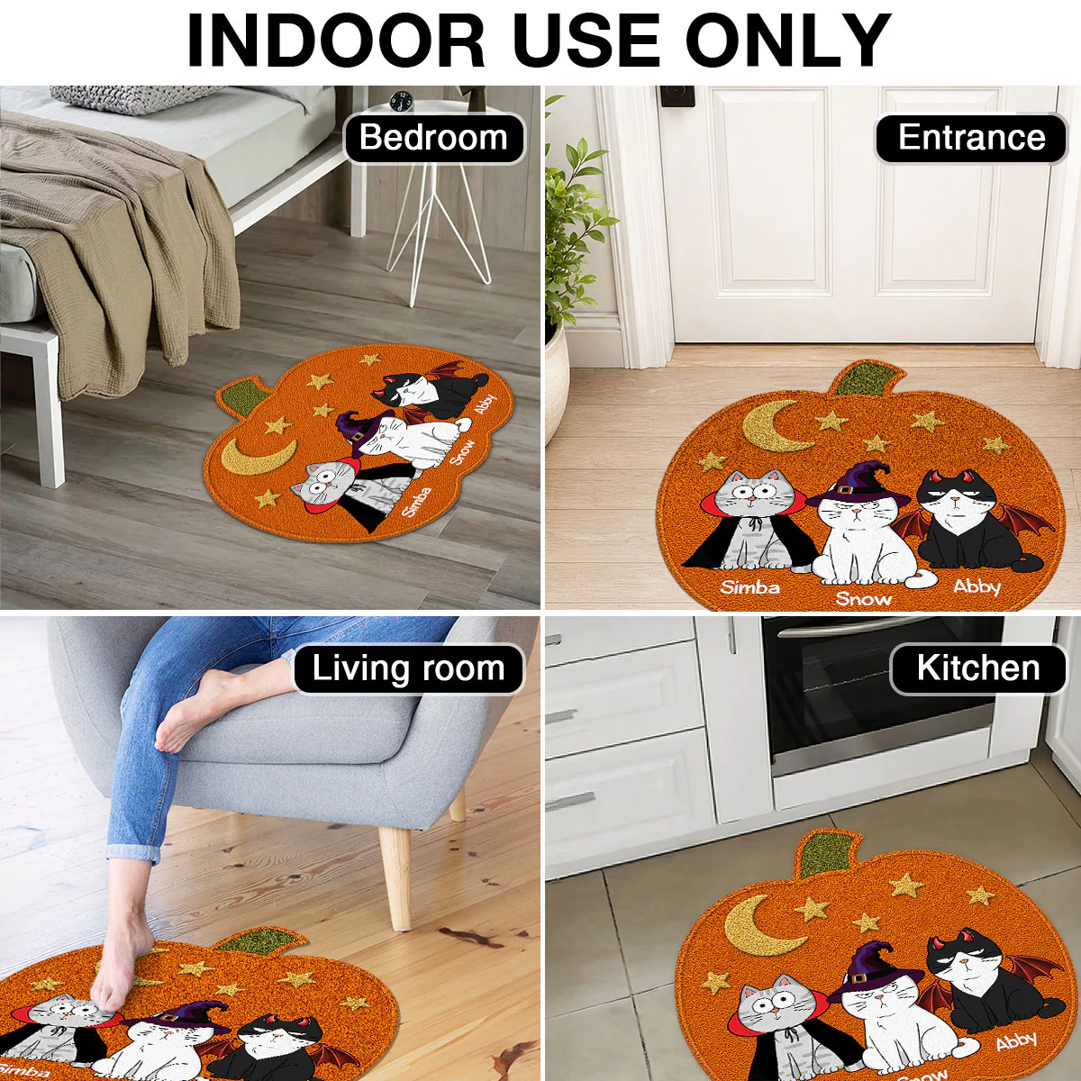 Halloween Pumpkin Cats Welcome - Personalized Doormat - Halloween Gift For Cat Lovers, Halloween Decoration - Image 5