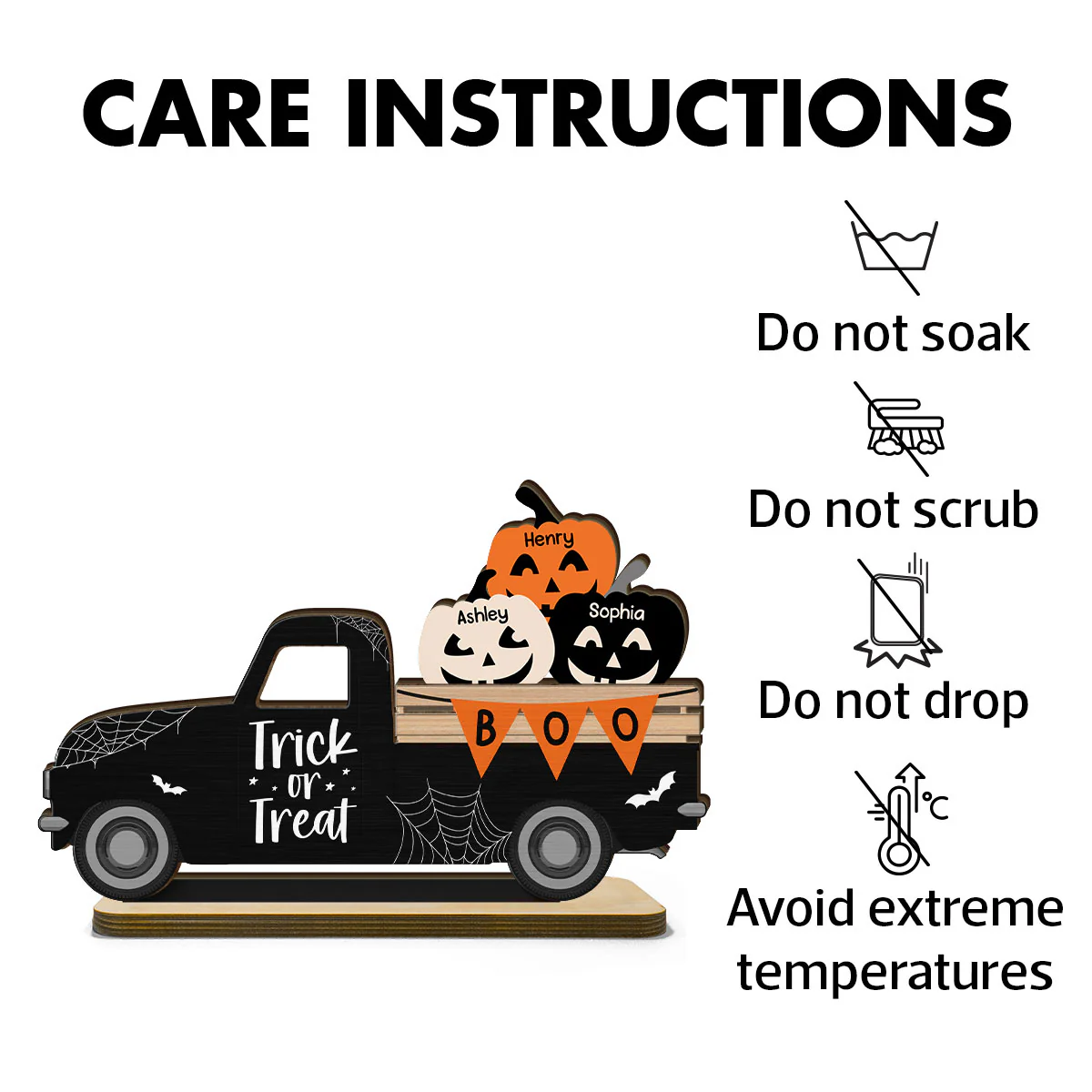 Halloween Pumpkin Truck Trick Or Treat Personalized 2-Layer Standing Wooden Plaque, Halloween Decoration, Tiered Tray Decor - Image 7