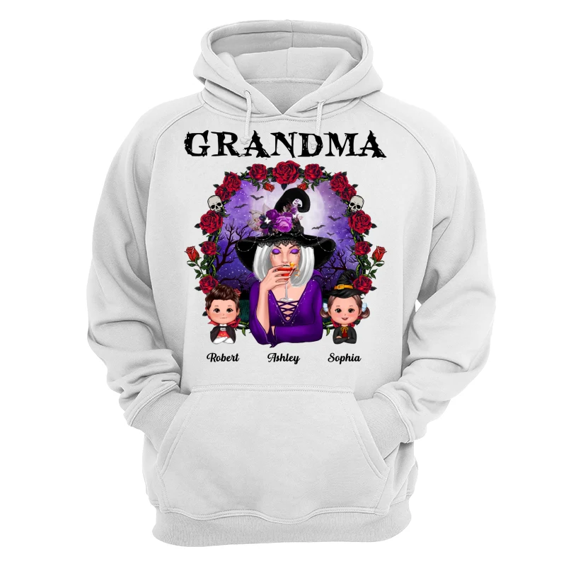 Halloween Roses Frame Grandma With Grandkids Personalized Shirt - Image 13
