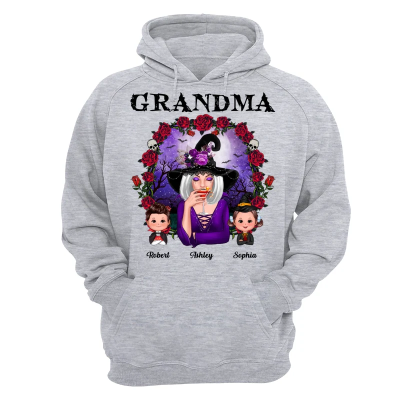 Halloween Roses Frame Grandma With Grandkids Personalized Shirt - Image 14