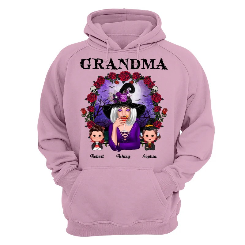 Halloween Roses Frame Grandma With Grandkids Personalized Shirt - Image 15