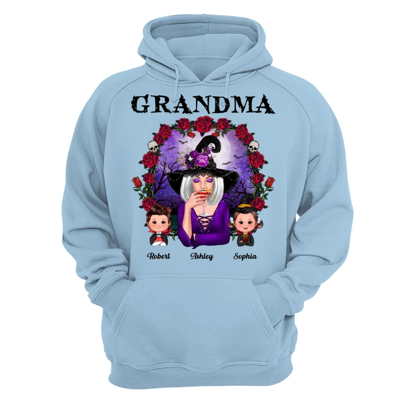Halloween Roses Frame Grandma With Grandkids Personalized Shirt - Image 16