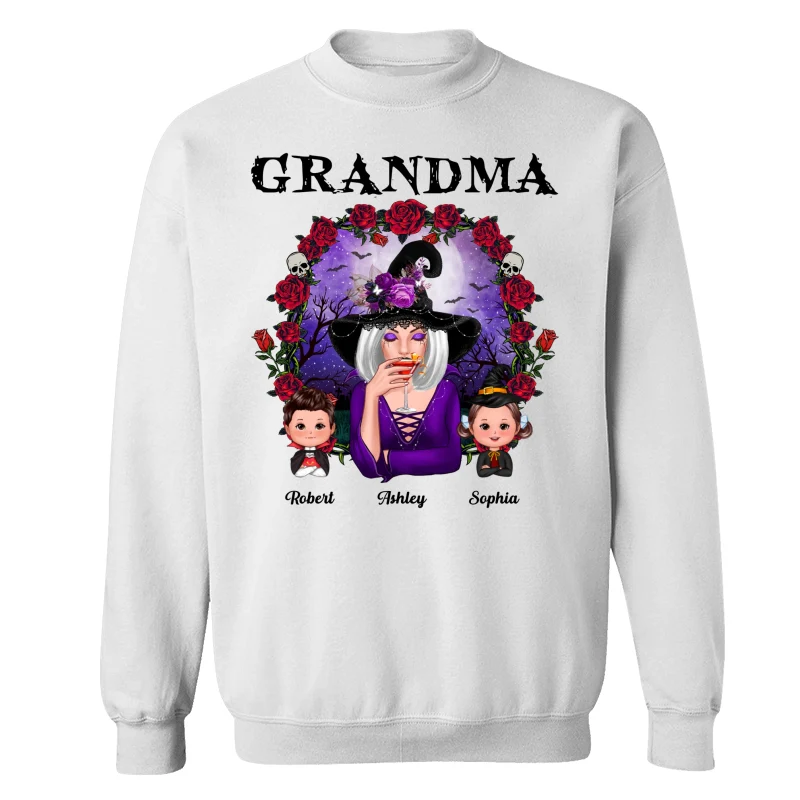 Halloween Roses Frame Grandma With Grandkids Personalized Shirt - Image 17