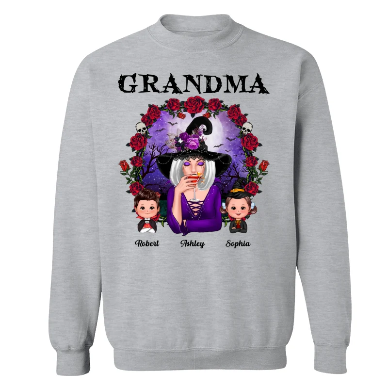 Halloween Roses Frame Grandma With Grandkids Personalized Shirt - Image 18