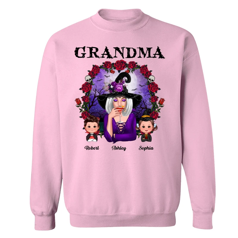 Halloween Roses Frame Grandma With Grandkids Personalized Shirt - Image 19