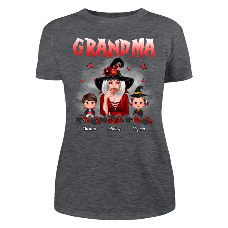 Halloween Roses Grandma With Grandkids Personalized Shirt - Image 10
